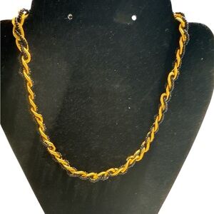 Vintage Tirana Elegant Gold and Black Twisted Necklace
